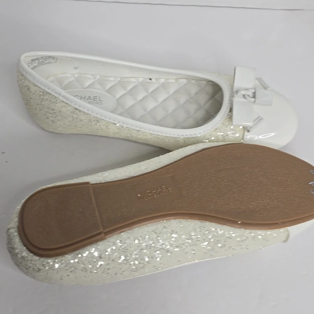 Micheal Micheal Kors Girls Kenya Glitter Bow Ballet Flats Size 2